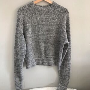 Free People Grey Ribbed Casual Sweater